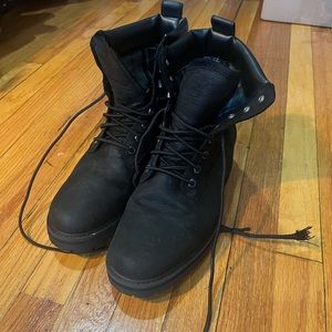 Black Timberland waterproof leather boots